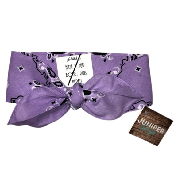 Lavender Paisley Rockabilly Bandana Tie Headband - Picture 13 of 13